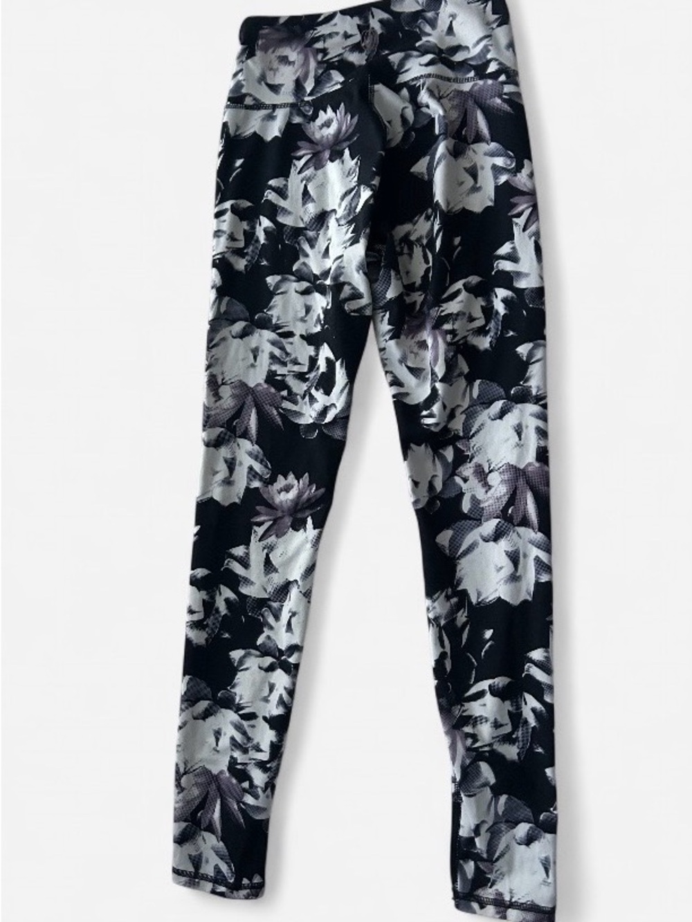 Floral Print Active Leggings - Black & Gray